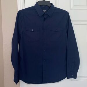 Men’s M Navy Blue Express Button Down Shirt